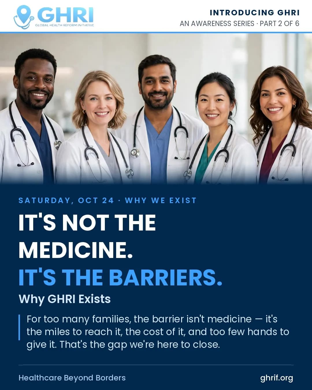 Doctors standing together — the barriers to care are not medical, they are access barriers